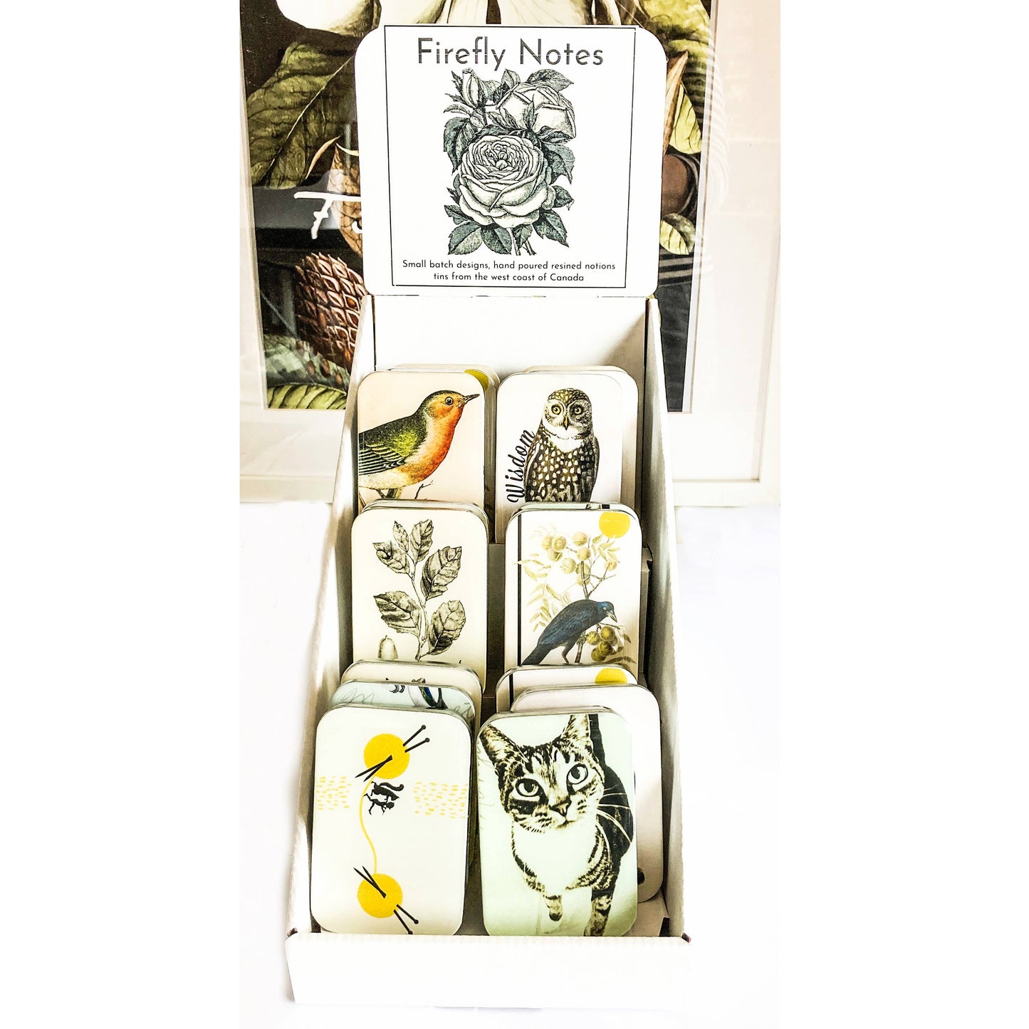 Large tin variety pack with cardboard display: Display box only