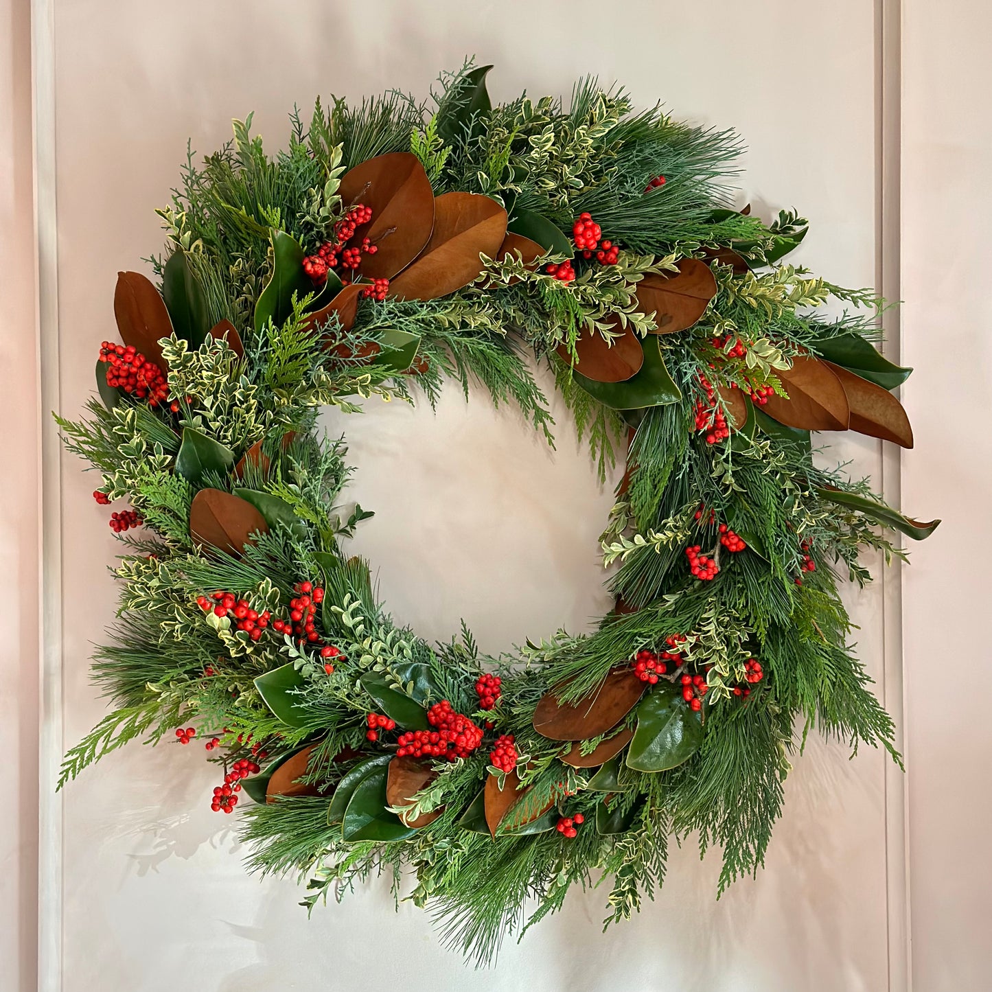 Magnolia Ilex Decorated Wreath