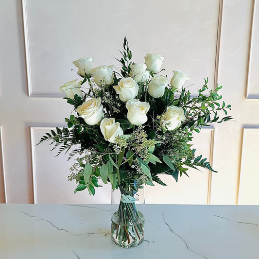 Dozen Roses - White