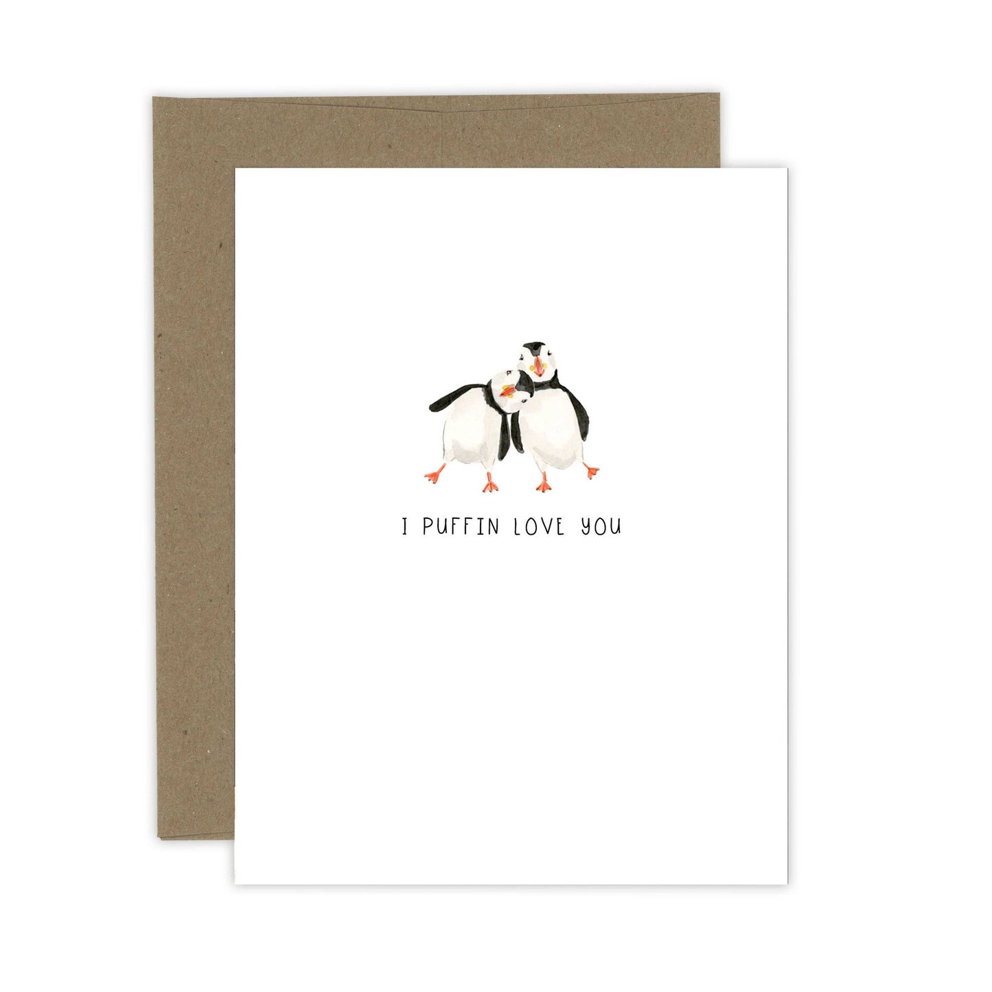 Puffin Love Card | Anniversary Card: White