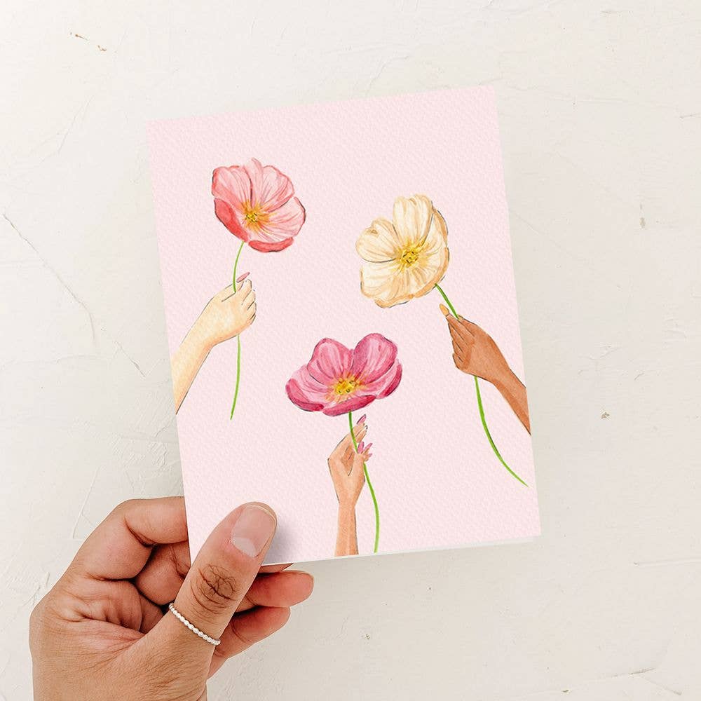 Pink Poppies Card | Sympathy | Condolence | Thank You