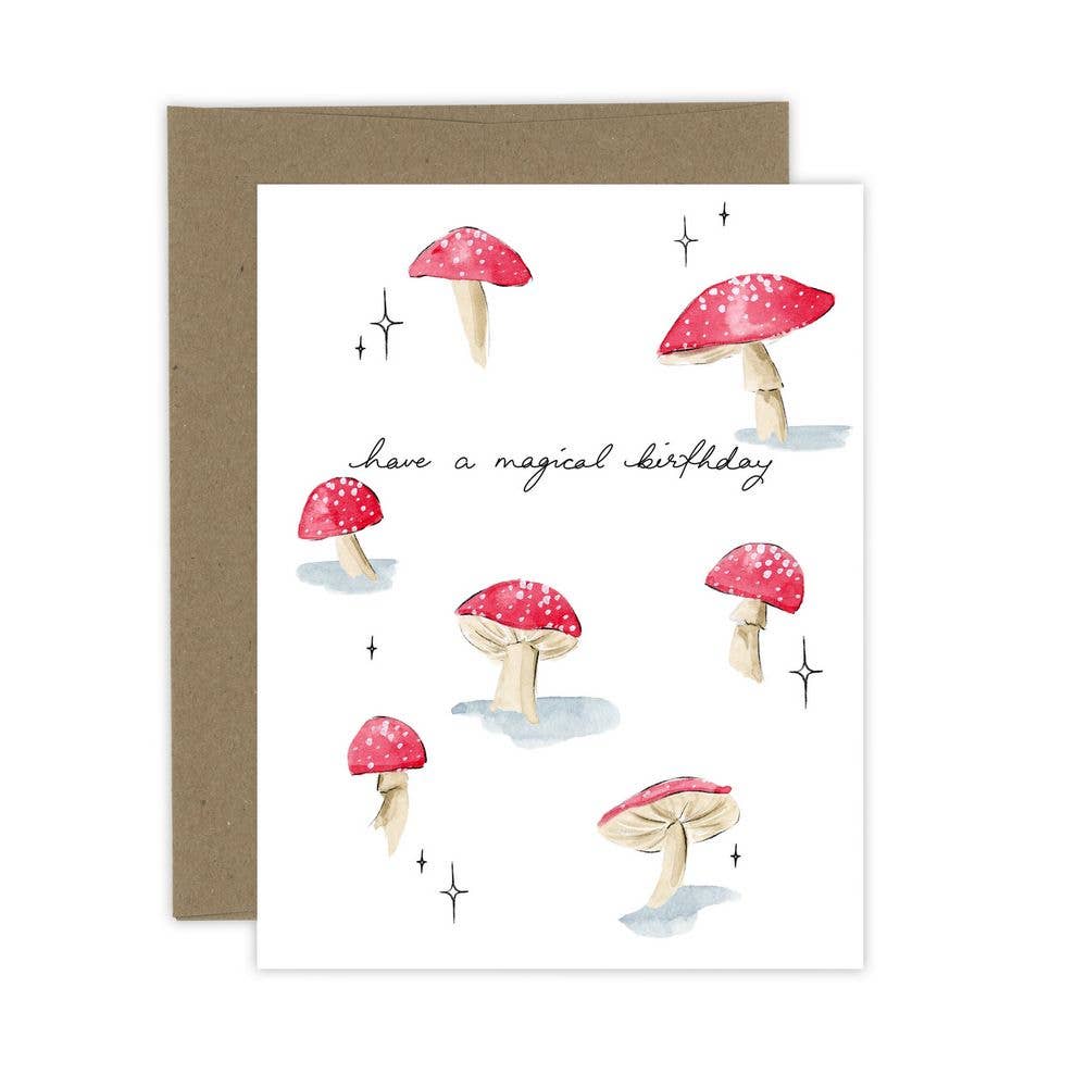 Magical Birthday Card | Red Mushroom: White
