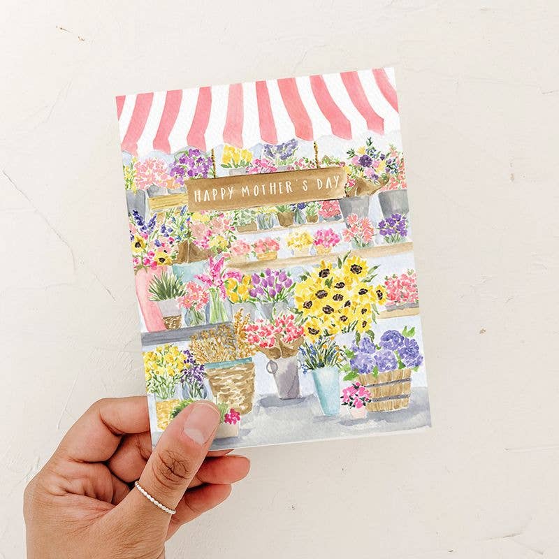 Mother's Day Flower Shop Card: White