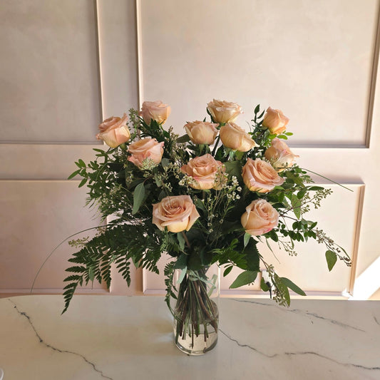 Dozen Roses - Peach