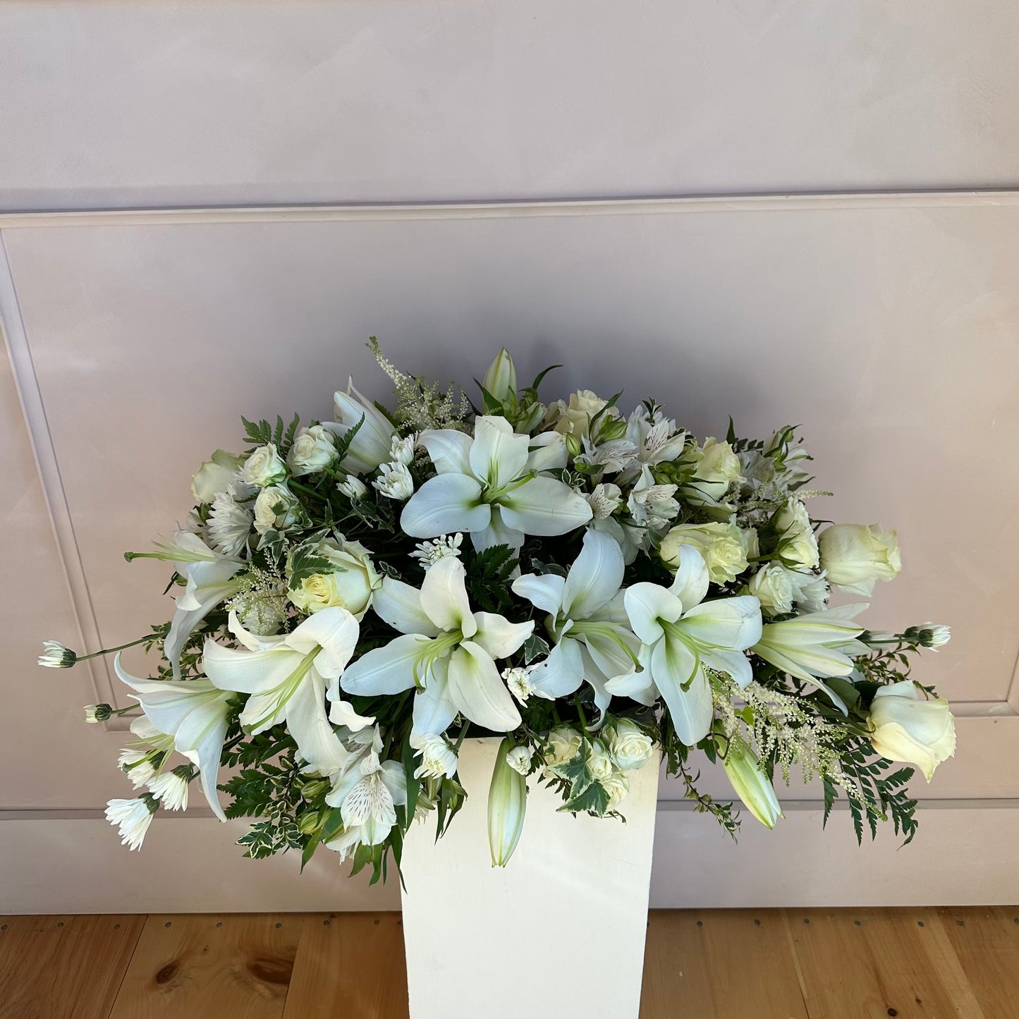 Casket Spray Beautiful in White