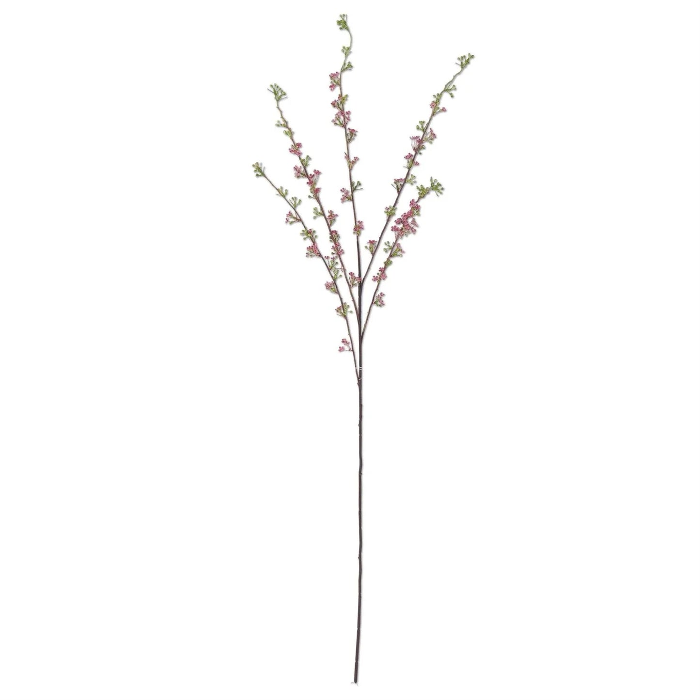 Natural touch artificial willow branch with pink flowers.