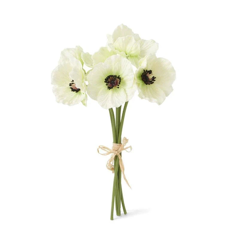 Artificial white poppy bundle with real touch characteristic.