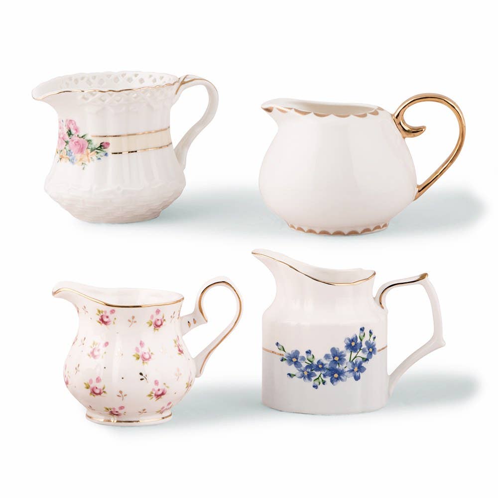 Vintage Creamer Assortment Favor Vase Set of 4