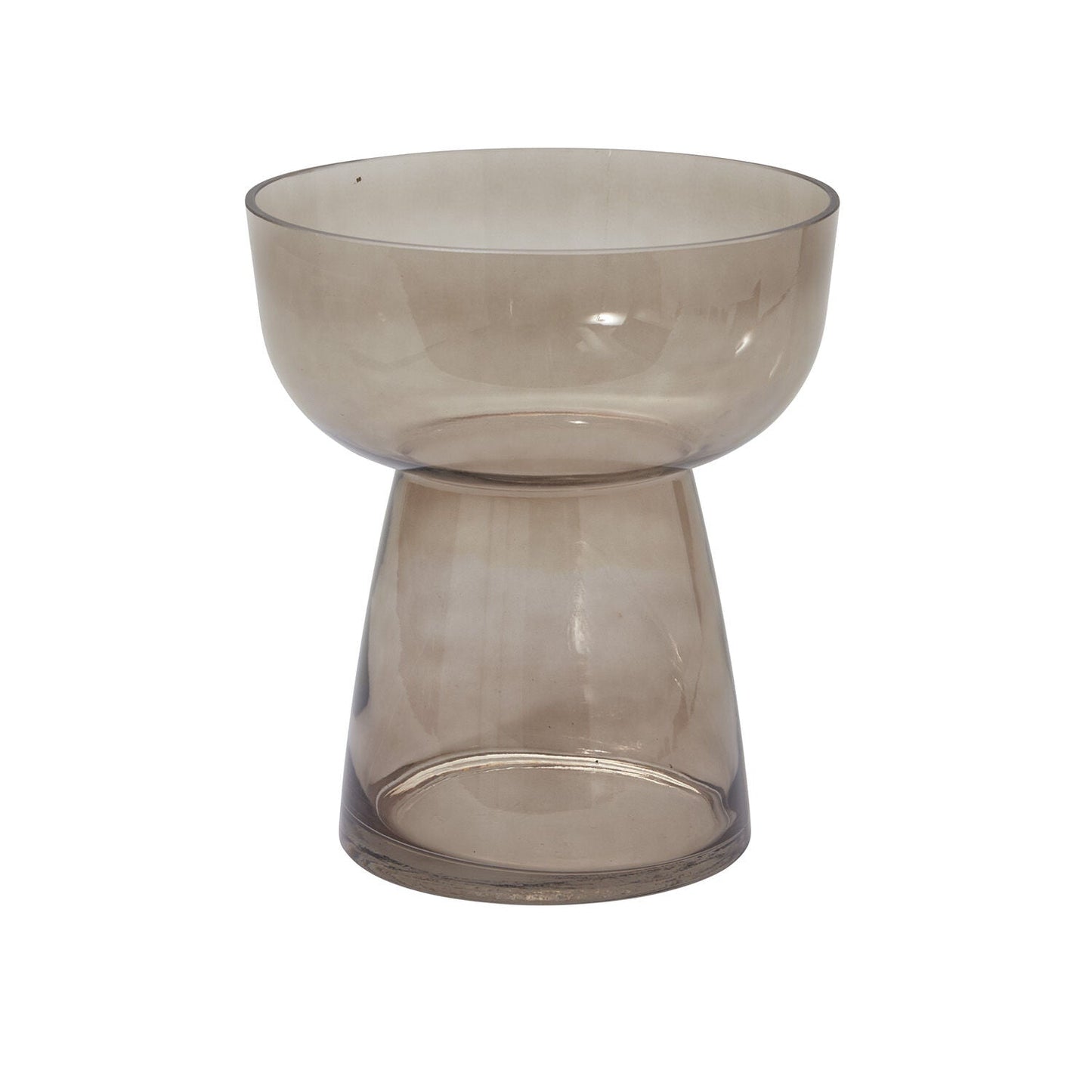 Noemi Vase in smokey glass finish.