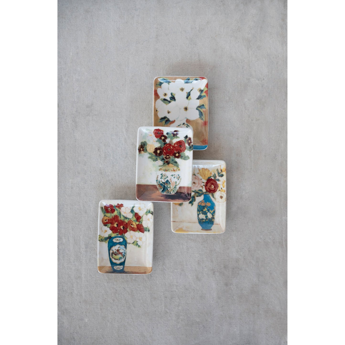 Stoneware Dish with Flowers in Vase