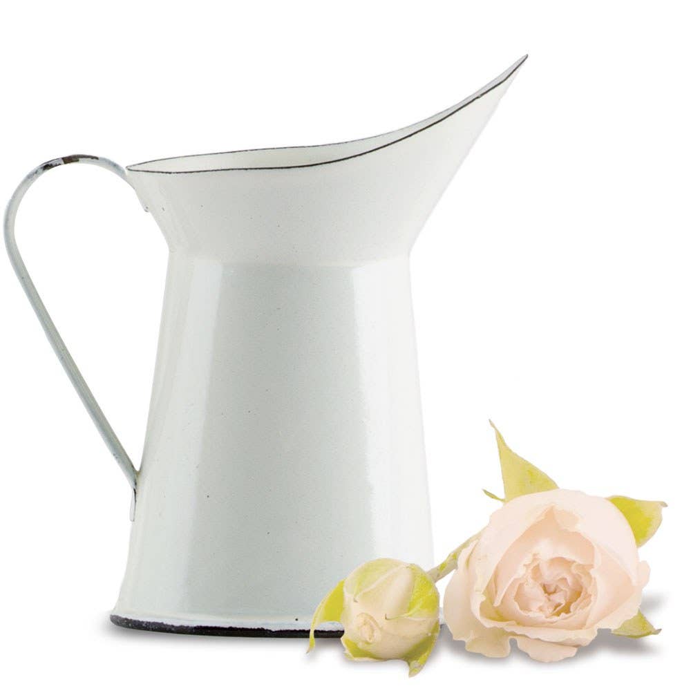 Vintage White Enamelware Pitcher Mini