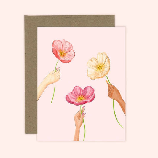 Pink Poppies Card | Sympathy | Condolence | Thank You