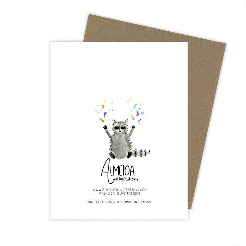 Birthday Raccoons Card: White