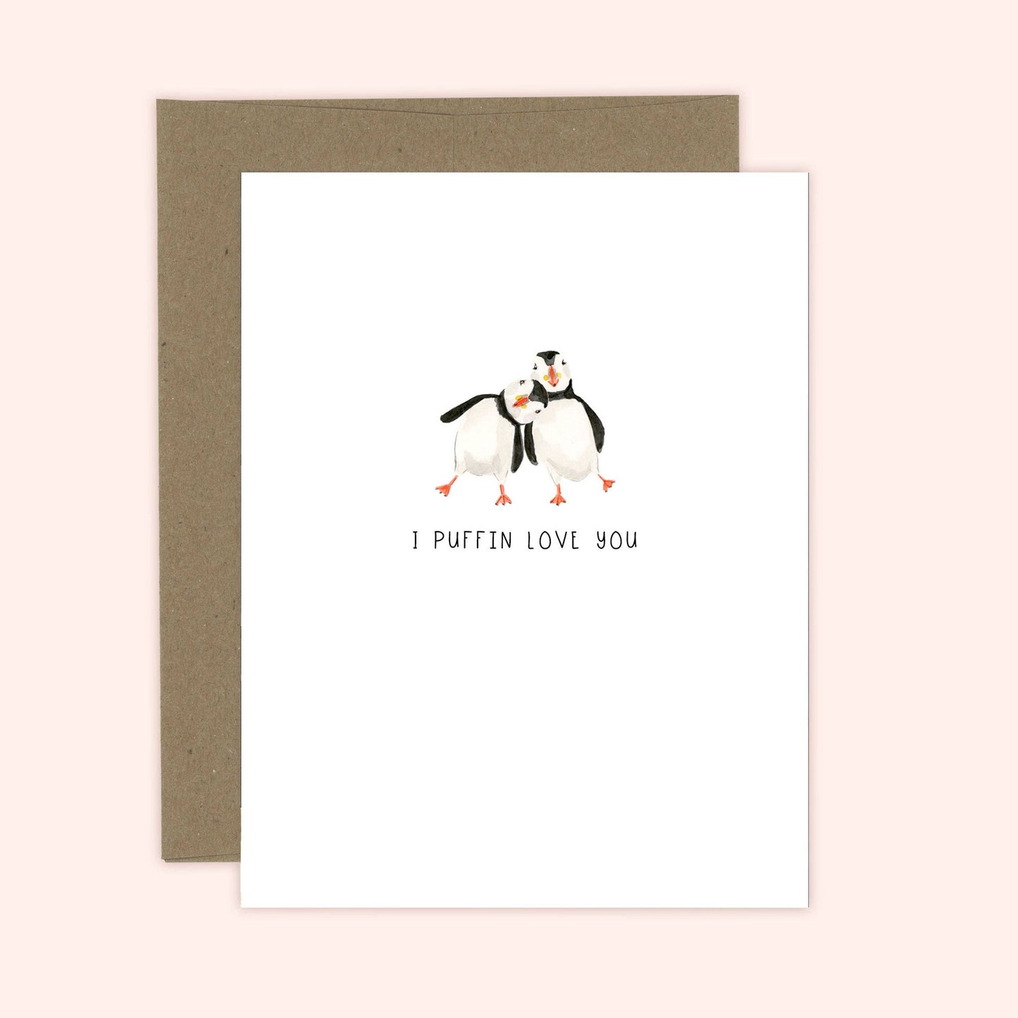 Puffin Love Card | Anniversary Card: White