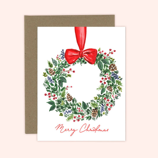 Christmas Berry Wreath Card
