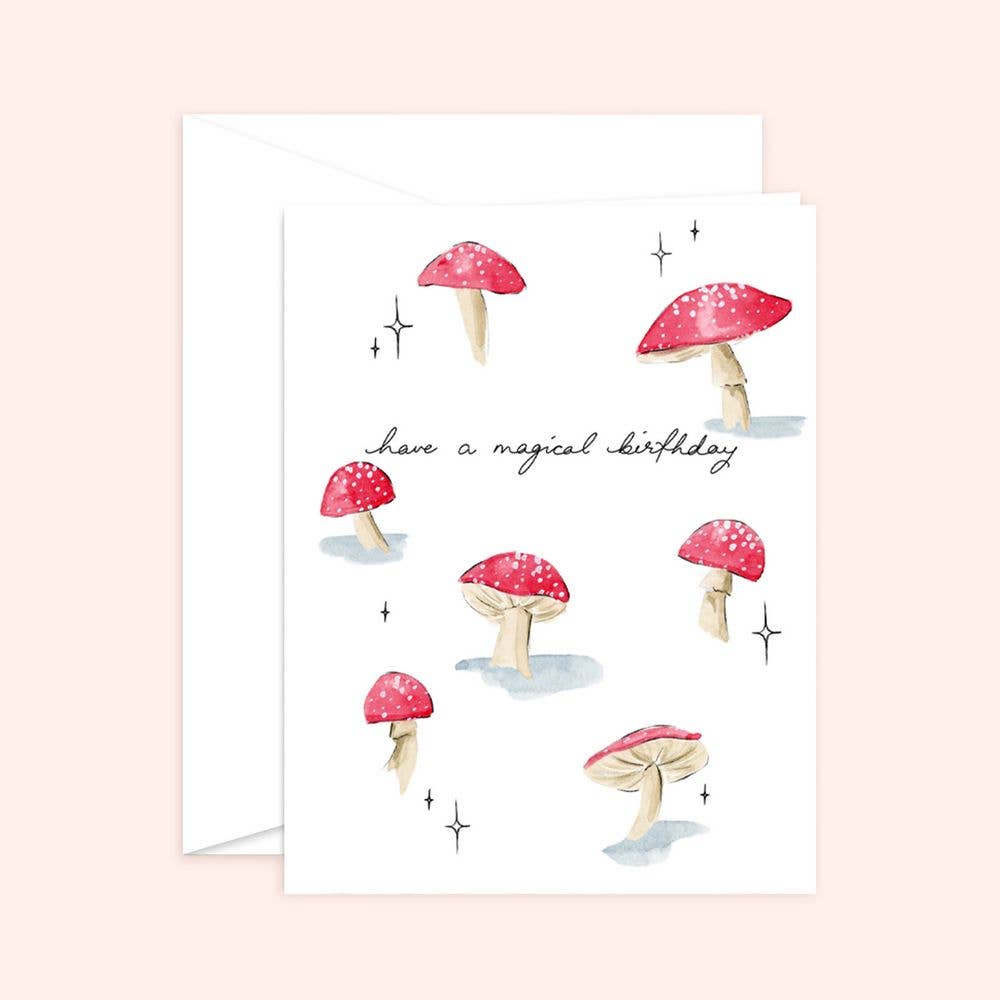 Magical Birthday Card | Red Mushroom: White