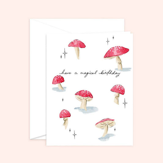Magical Birthday Card | Red Mushroom: White