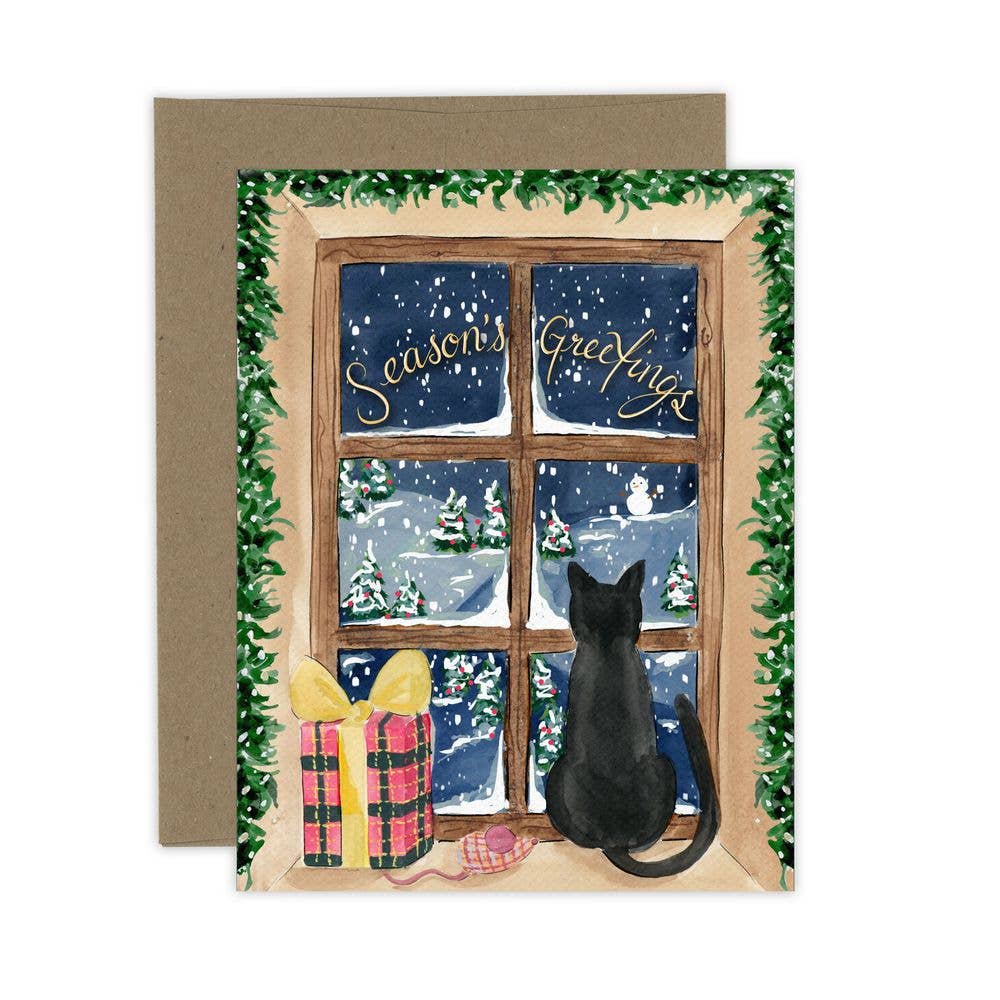 Christmas Cat Window Card: Kraft