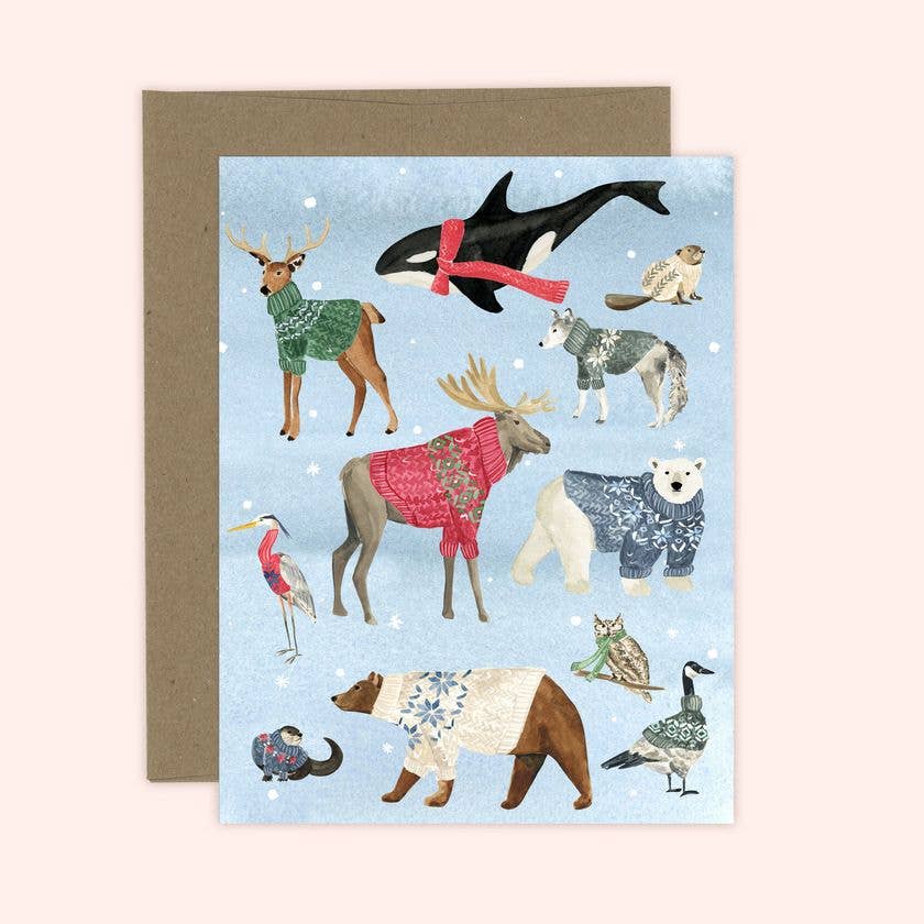 Winter Sweaters Card | Whimsical Animals