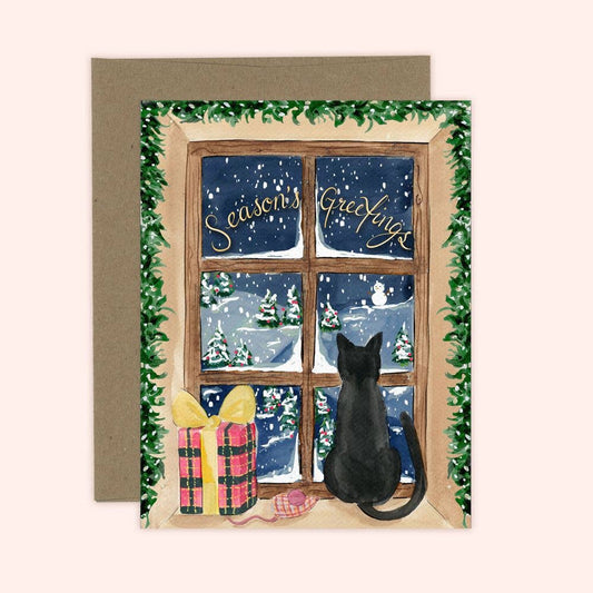 Christmas Cat Window Card: Kraft