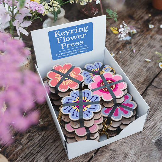 Keyring Flower Press - Pinks & Blues