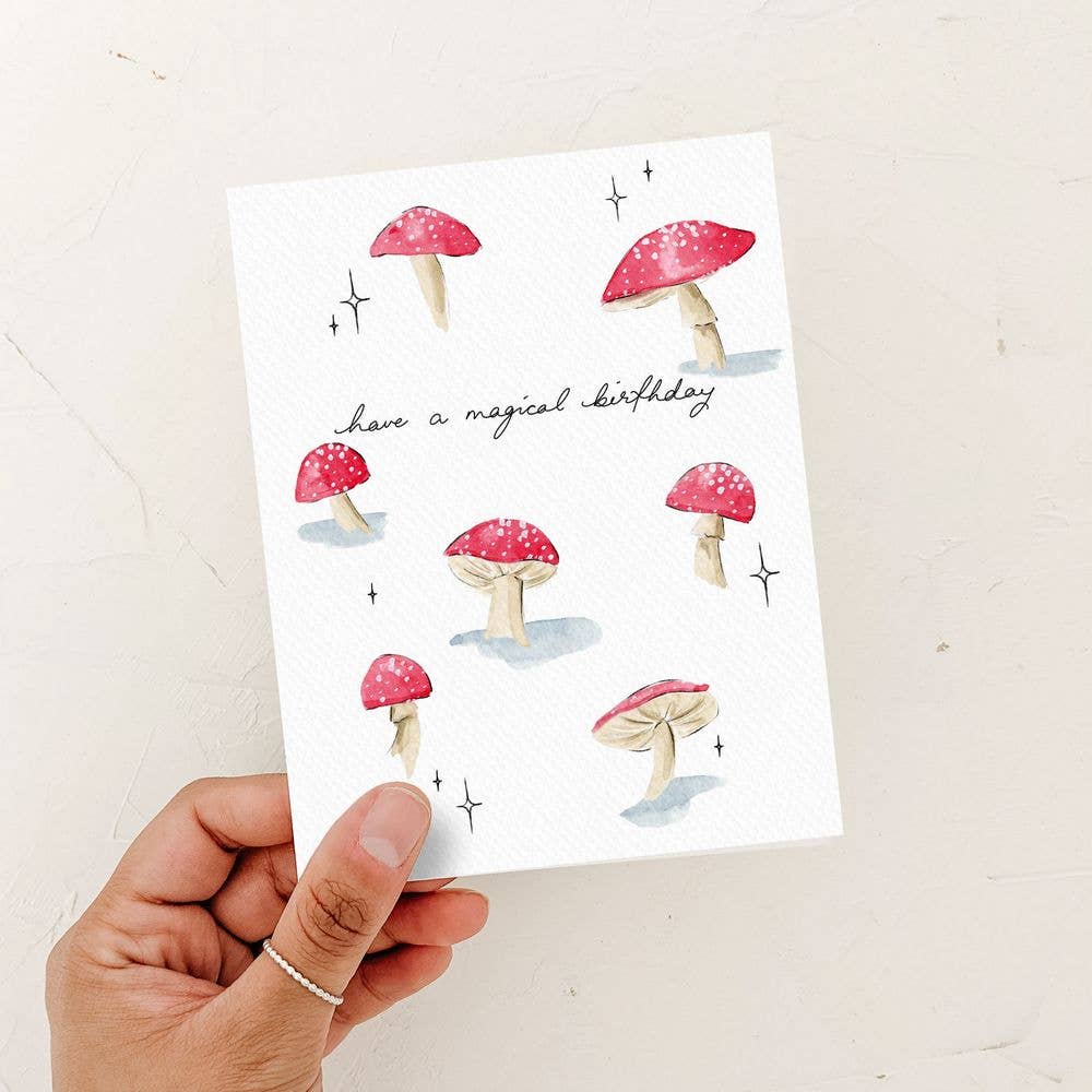 Magical Birthday Card | Red Mushroom: White