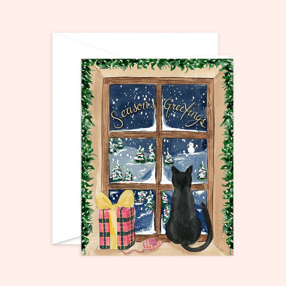 Christmas Cat Window Card: Kraft