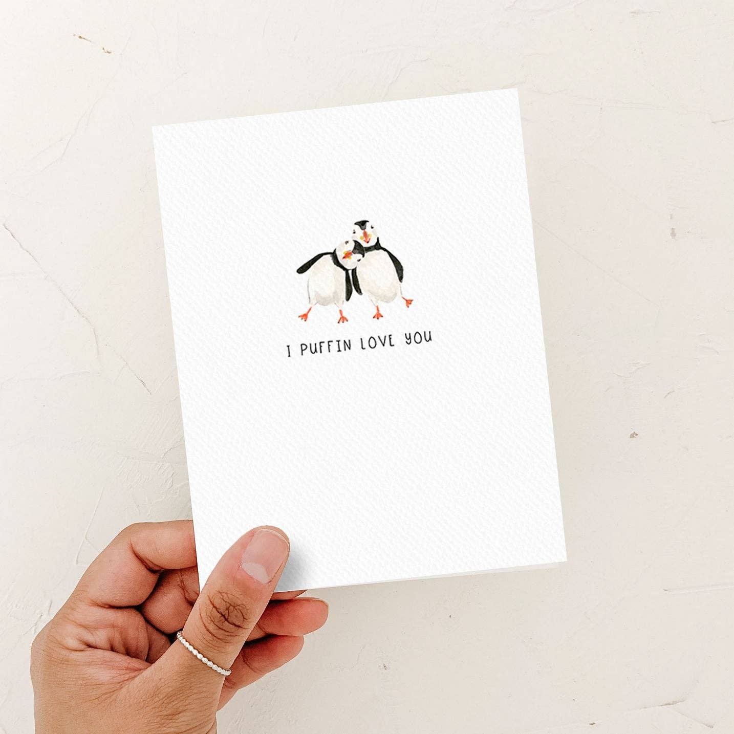 Puffin Love Card | Anniversary Card: White