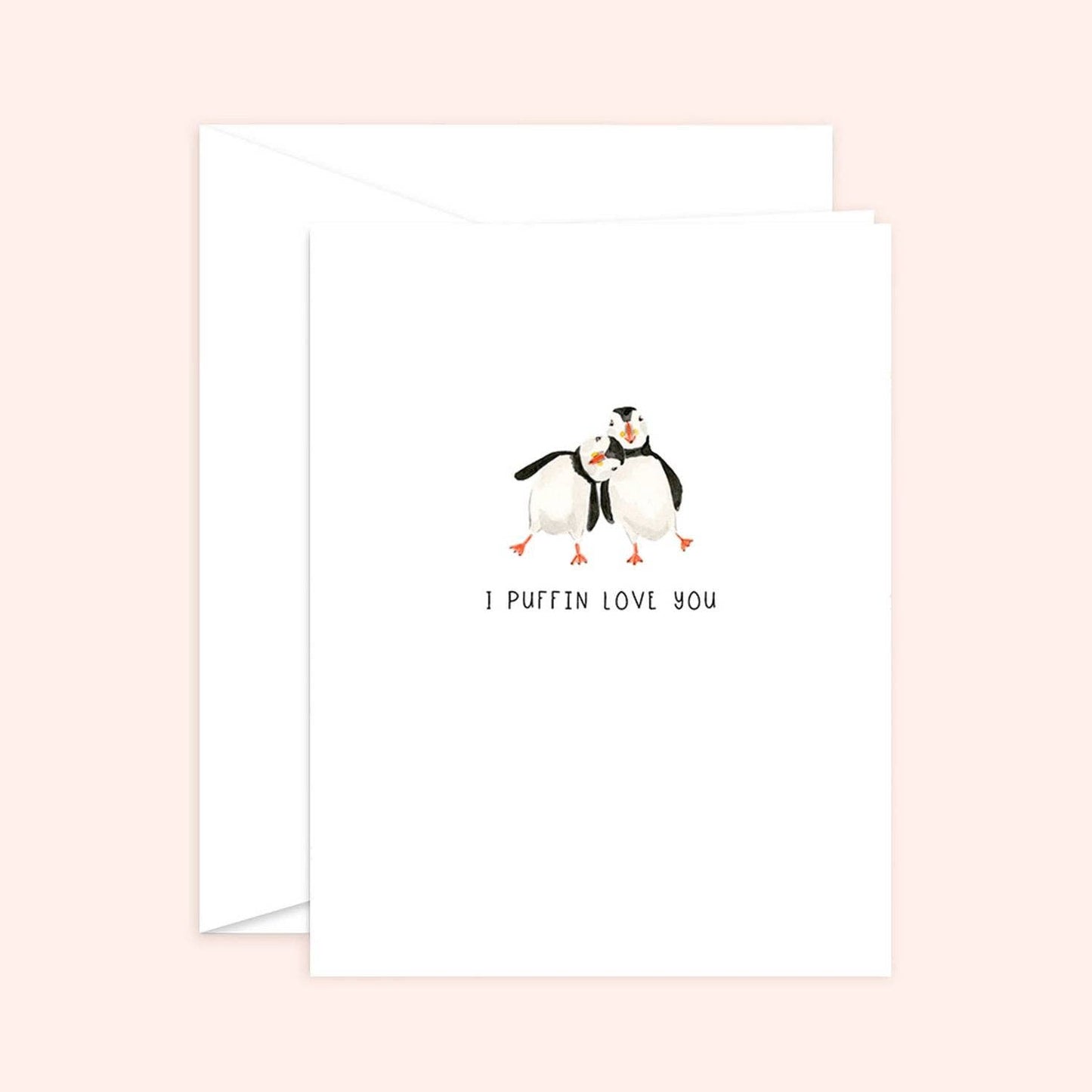 Puffin Love Card | Anniversary Card: White