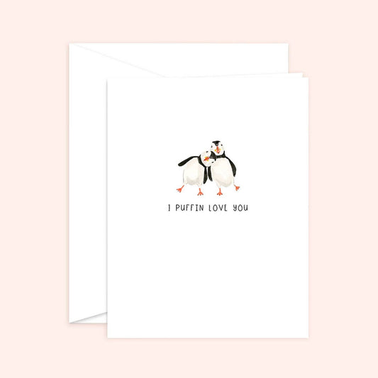 Puffin Love Card | Anniversary Card: White