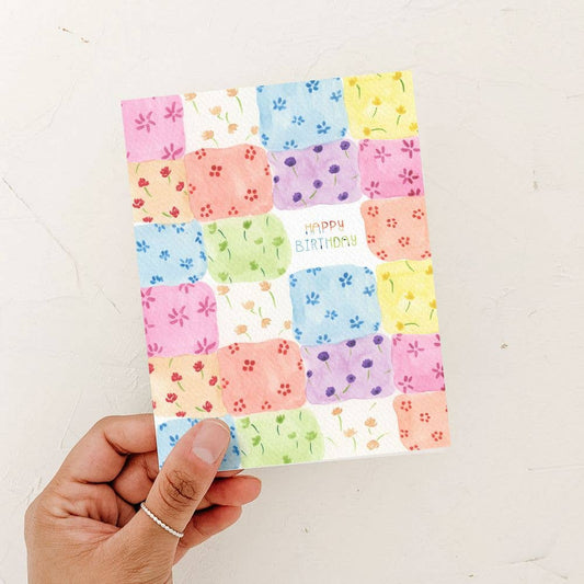 Patchwork Birthday Card | Children's Card: White