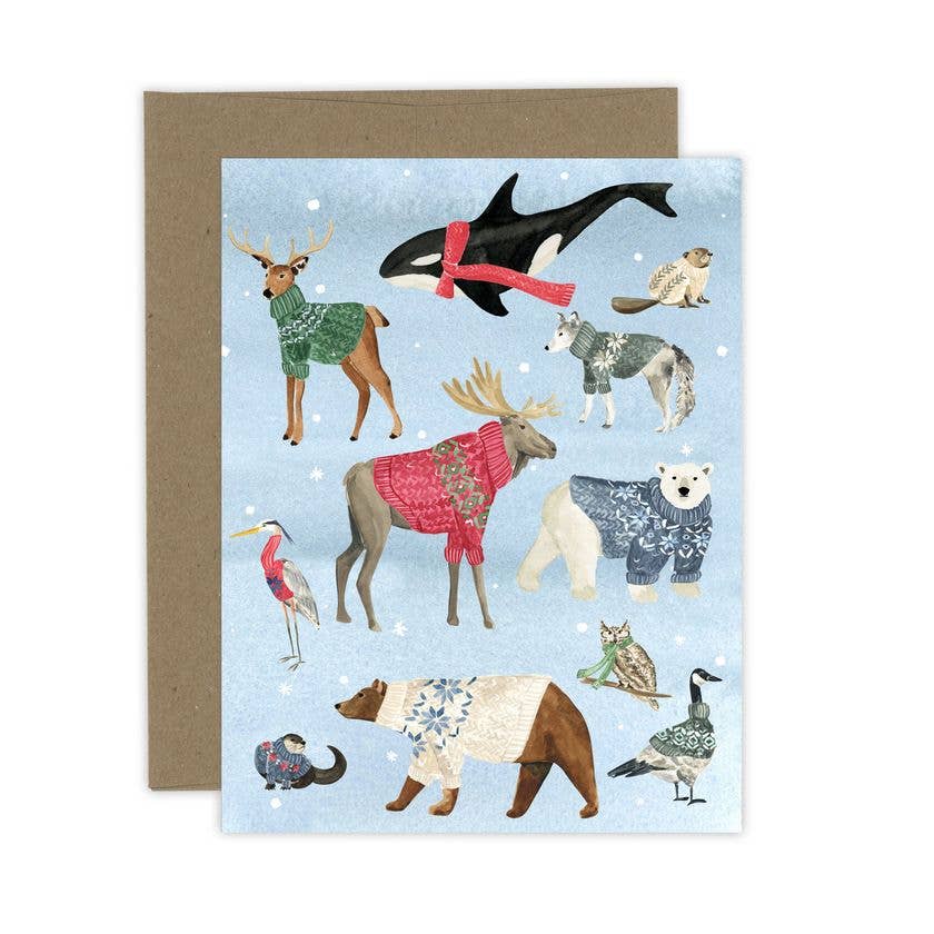 Winter Sweaters Card | Whimsical Animals