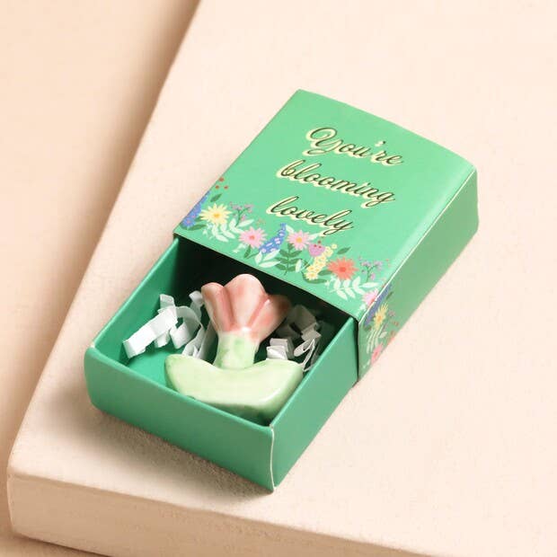 Tiny Matchbox Ceramic Token: Clover