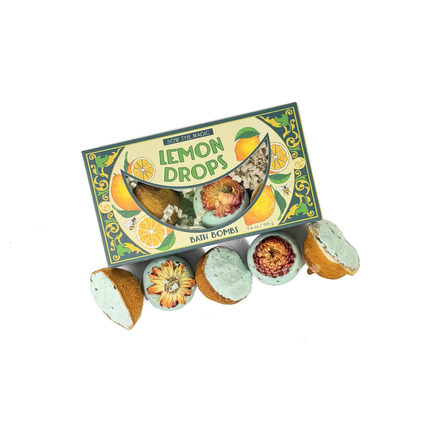 Natural Lemon Drop Bath Bomb Gift Set made with Lemon + MInt