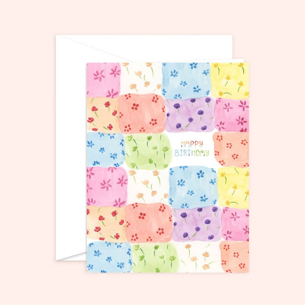 Patchwork Birthday Card | Children's Card: White