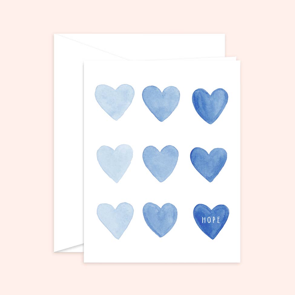 Hearts of Hope - Blue Encouragement & Sympathy Greeting Card: Kraft