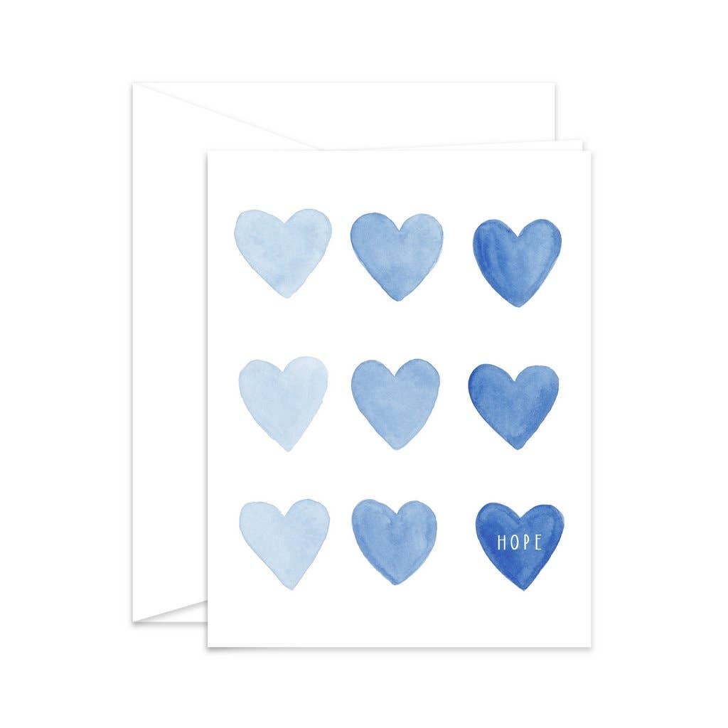 Hearts of Hope - Blue Encouragement & Sympathy Greeting Card: Kraft