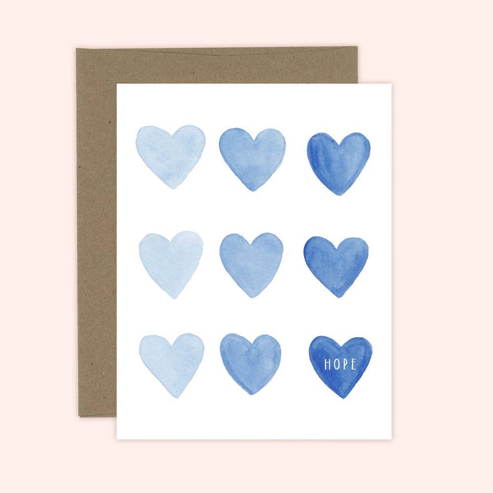 Hearts of Hope - Blue Encouragement & Sympathy Greeting Card: Kraft