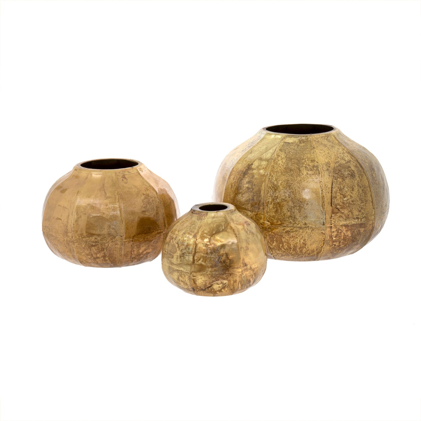 Round Cobblestone Vase - Gold Crackle