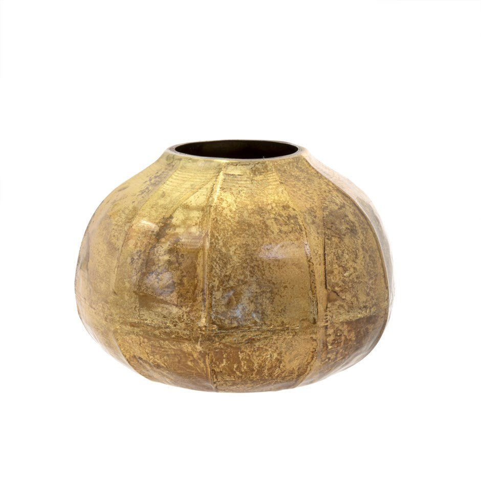 Round Cobblestone Vase - Gold Crackle