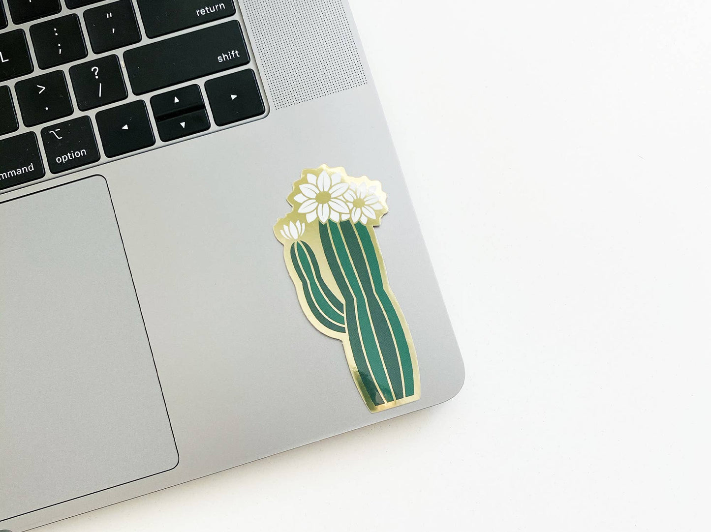 Olivia Blooming Cactus Sticker | Luxe Metallic Gold Sticker