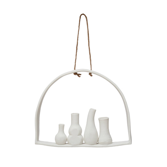 Stoneware Wall Hanging with 4 Vases