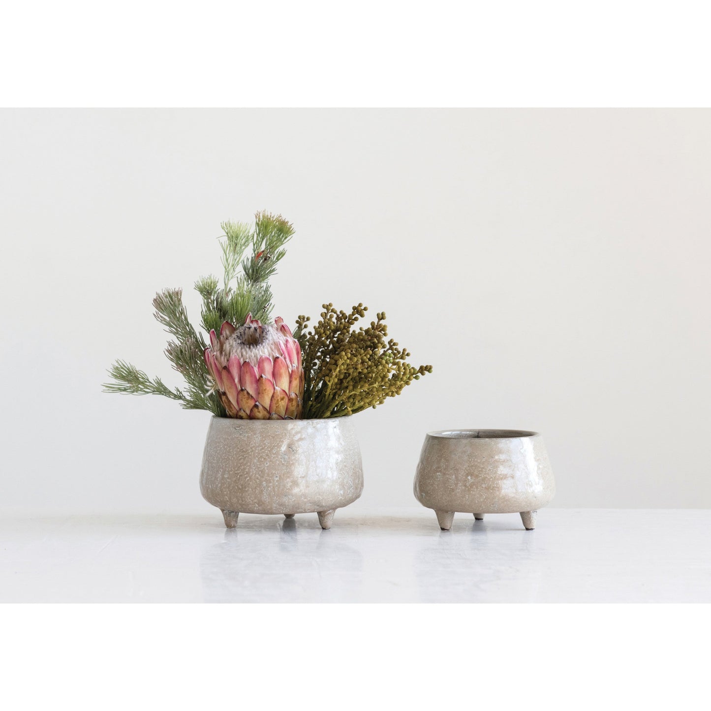 Stoneware Footed Planter with Glaze
