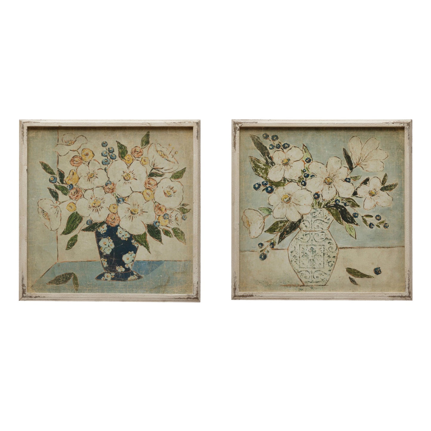 Framed Wall Decor with Floral Print