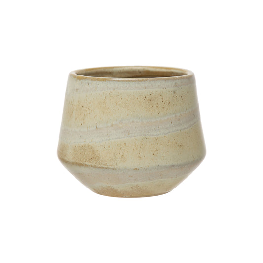 Stoneware Planter - Marbled Beige