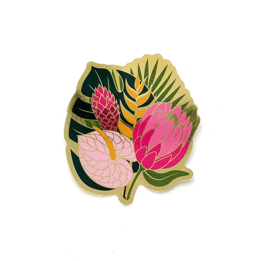 Celeste Tropical Bouquet Flower | Luxe Metallic Gold Sticker